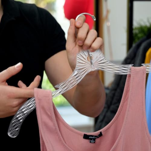 100 Pack Clear Plastic Clothes Hangers - Slim Non-Slip Wardrobe Organizer