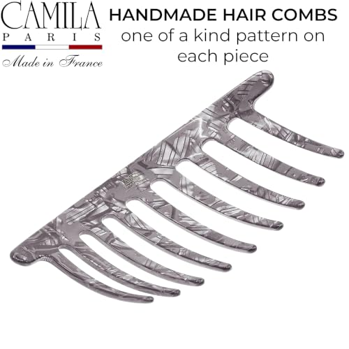 Camila Paris Grey 4.75-Inch French Twist Hair Comb with Crystals