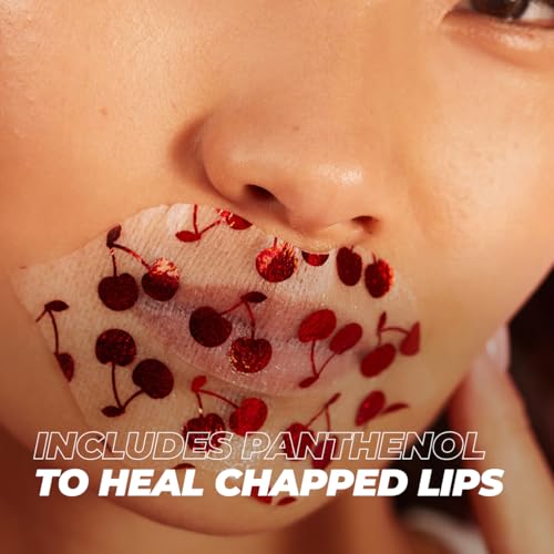 Vitamasques Lip Mask, 3-Pack - Cherry Vegan Collagen Lip Mask Sheets, Repair for Dry & Chapped Lips - Nourishing & Hydrating - Wild Cherries & Hyaluronic Acid - Vegan & Cruelty-Free Korean Skin Care