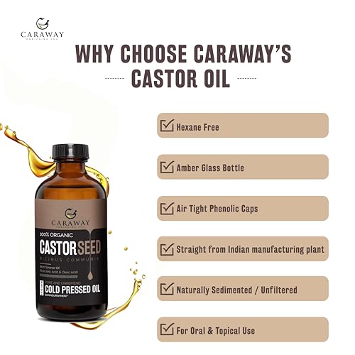 Castor Oil - Cold Pressed Pure & Edible for Hair, Skin, Liver Detox & Joint Relief - 236ml - Variation of THIS listing