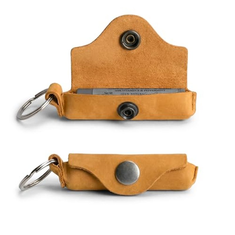Hide & Drink, Lip Balm Keychain Holder, Lip Protection, Classic Vintage, Brass Metal Clasp, Full Grain Leather, Handmade