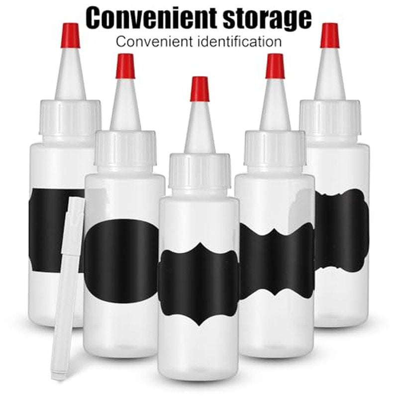 Lounsweer 36 Pcs 2 oz Plastic Squeeze Bottles small squeeze bottles with Dust Caps Include Label Pen and Funnels for Sauces Syrups Condiments Crafts Paint Glue and More (Classic)