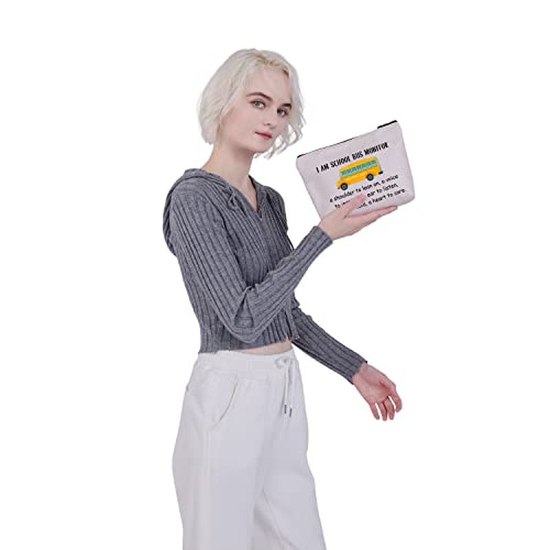 MBMSO Bus Monitor Gifts Bag Bus Driver Appreciation Gift Cosmetic Bag Bus Attendant Gift Bus Monitor Zipper Bag (I am Bus Monitor bag)