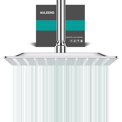 10 Inch Chrome Rain Shower Head - All Metal High Flow Square Design