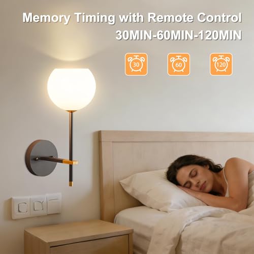 Black and Gold Wireless Rechargeable Wall Sconces Set of 2 with Remote, RGB & Dimmable LED Wall Lights