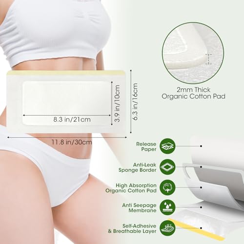 Castor Oil Pack Wrap - Disposable Self-Adhesive Large Patches for Liver & Stomach Relief - 24 Pack