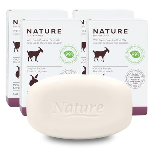 Nature Goat Milk Bar Soap, ORIGINAL (4-Pack), 5 oz (141 g), With Fresh Goat Milk, Vitamin A, B3, Potassium, Zinc & Selenium, Moisturizing Body Soap