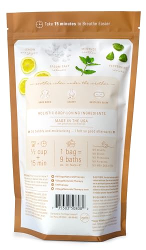 Village Naturals Breathe Foaming Body Soak Lemon Menthol Peppermint 36oz Pack of 2