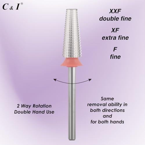 C & I 5-in-1 Nail Drill Bit Straight-Cut Fine F for Acrylic & Gel Removal