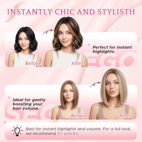 6PCS Clips In Short Hair Extensions Real Human 10 Inch #01