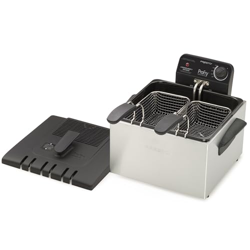 Dual Basket Deep Fryer with Adjustable Thermostat - 12-Cup Capacity