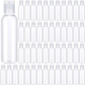 Zhehao 200 Pcs 2 oz Clear Plastic Empty Bottles Small Travel Size Bottles with Flip Cap Empty Transparent Dispenser Container for Liquids Toiletries Shampoo Lotion(Colorless Cap)