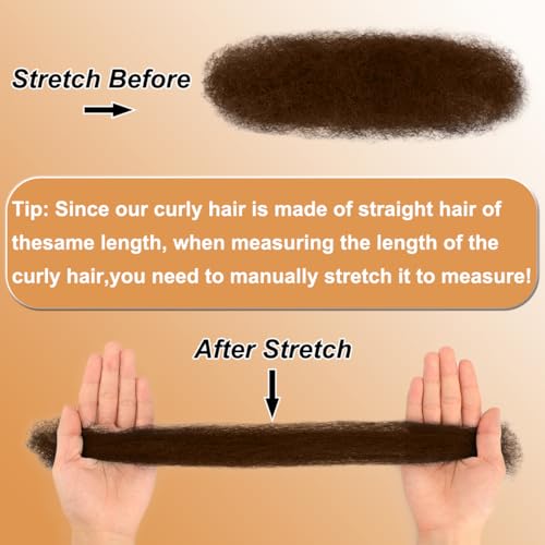 Afro Kinky Human Hair Bulk - 12 Inch, 50g Pack, Color #4 Chocolate Brown - Variation 4#