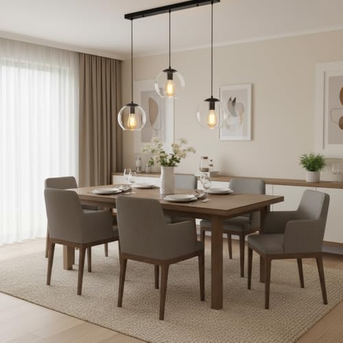 Black Globe Pendant Light Fixture 3-Light Modern Chandelier 27.6 Inch