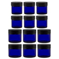 Cornucopia Brands Combination 12 Pack of Cobalt Blue 1oz & 2oz Glass Cosmetic Jars, Lids Included; Refillable Containers for Creams, Lotions