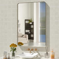 Bathroom Vanity Mirror 24x36 Inch Brushed Nickel Wall Mirror - Modern Rectangle