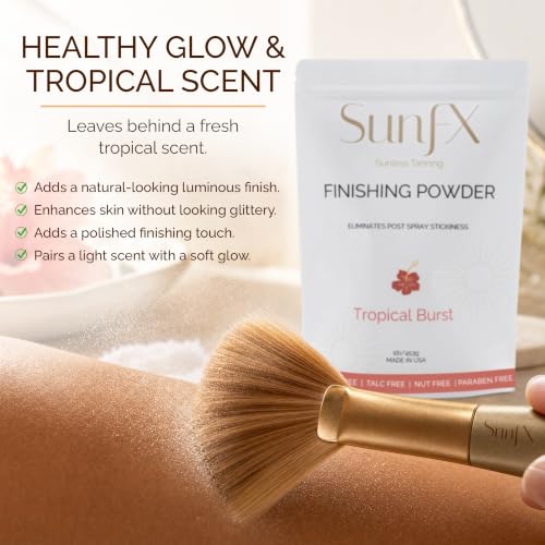 SunFX Setting Powder for Spray Tan 16oz - Talc-Free Vegan Tropical Burst Variation