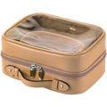 Veki TSA Approved Small Coffee Makeup Bag - Double Layer Clear Toiletry Organizer