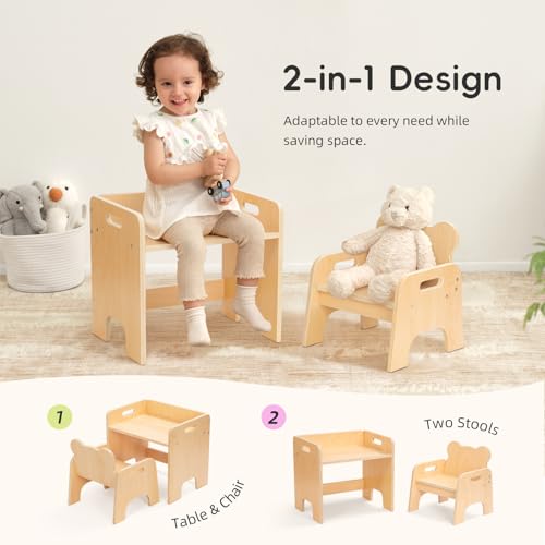 Montessori Toddler Weaning Table and Chair Set - Wooden Kids Activity Furniture
