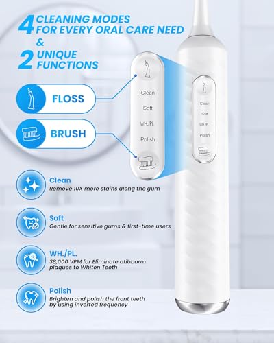 Electric Toothbrush with Water Flosser 3-in-1 Kit - White, 7 Modes for Adults
