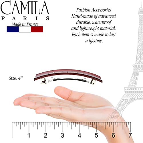 French Hair Barrette Clip with Swarovski Crystals - Red, Durable No Slip Grip for Women & Girls - Made in France (Variation: Red)