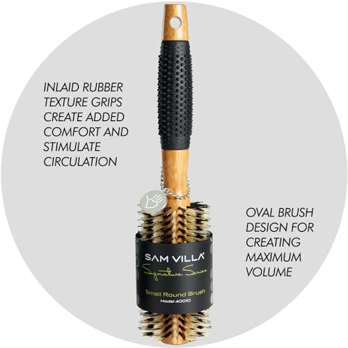 Sam Villa Signature Series Small Round Bristle Hair Brush - 2.75" Bamboo & Tourmaline