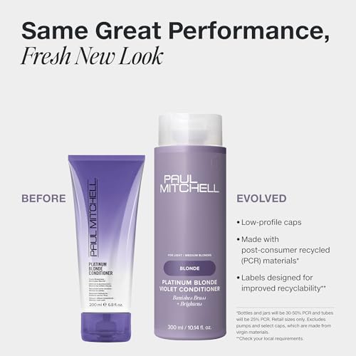 Violet Conditioner for Blonde Hair - 10.14 Fl Oz - Banish Brass & Brighten Light to Medium Blonde, Silver, Gray & White Hair - Paul Mitchell