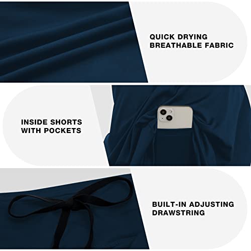 Women Plus Size Knee Length Running Skorts with Pockets - Navy 3X