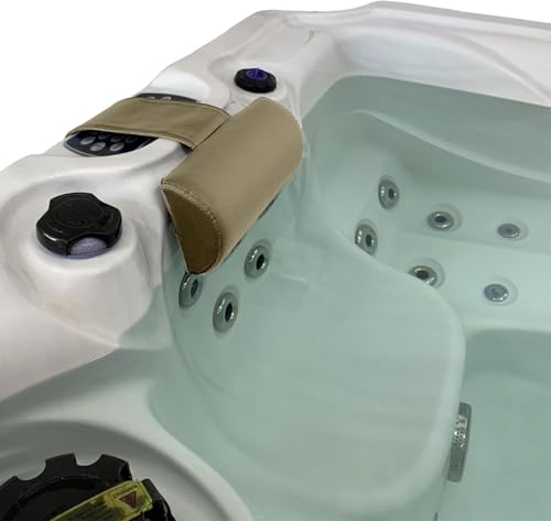2 Pack Beige Spa Pillow - Adjustable Hot Tub Headrest with Weighted Support
