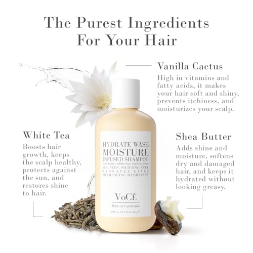 Hydrating Vegan Shampoo for Dry Frizzy Hair 8.5oz - Safe for Color-Treated