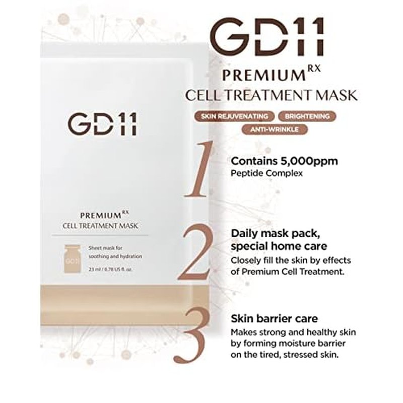 GD11 Premium RX Treatment Mask | Anti-Aging Facial Sheet Mask with Stem Cell Extract | Soothing, Moisturizing, Barrier-Strengthening & Skin Elasticity Care | Hypoallergenic Tencel Sheet, 6 Sheets