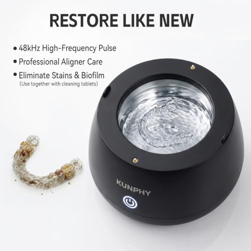 48kHz Ultrasonic Retainer Cleaner Machine 201ML - Dental & Jewelry Safe