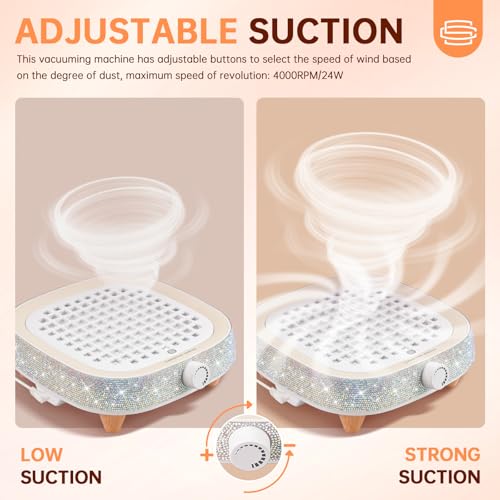Nail Dust Collector, Powerful 4000RPM Vacuum Fan Vent Dust Collector Extractor Dust Suction Machine for Acrylic Nails Polishing, Nail Salon& Home