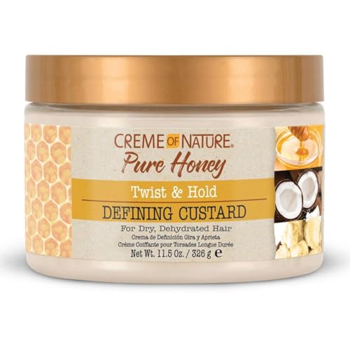 Creme of Nature Pure Honey Coconut Oil Shea Butter Defining Custard 11.5 Oz - Twist & Hold, Smoothing Curl Cream