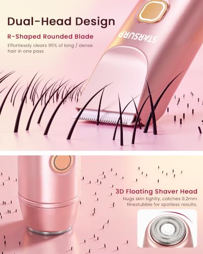 Starsurp Rose Gold Bikini Trimmer for Women - Electric Razor & Shaver with Dual Ceramic Blades