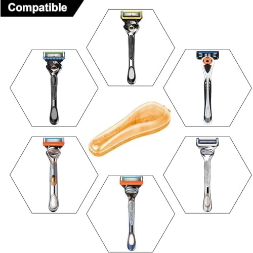 LinMei Razor Case Compatible with Gillette Fusion ProGlide Razors Manual Razor Trimmer Protector Men Razor Cover (Blue+Grey+Orange)