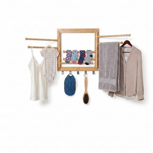 Honey-Can-Do Wall-Mounted Bamboo Swivel Drying Rack - 80 lb Capacity, Natural, Space-Saving