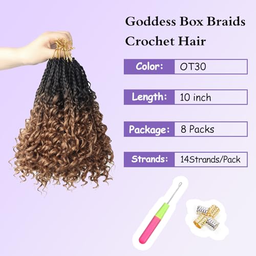 10 Inch Goddess Box Braids Crochet Hair - Boho Crochet Braid Hair Pack of 8 #OT30