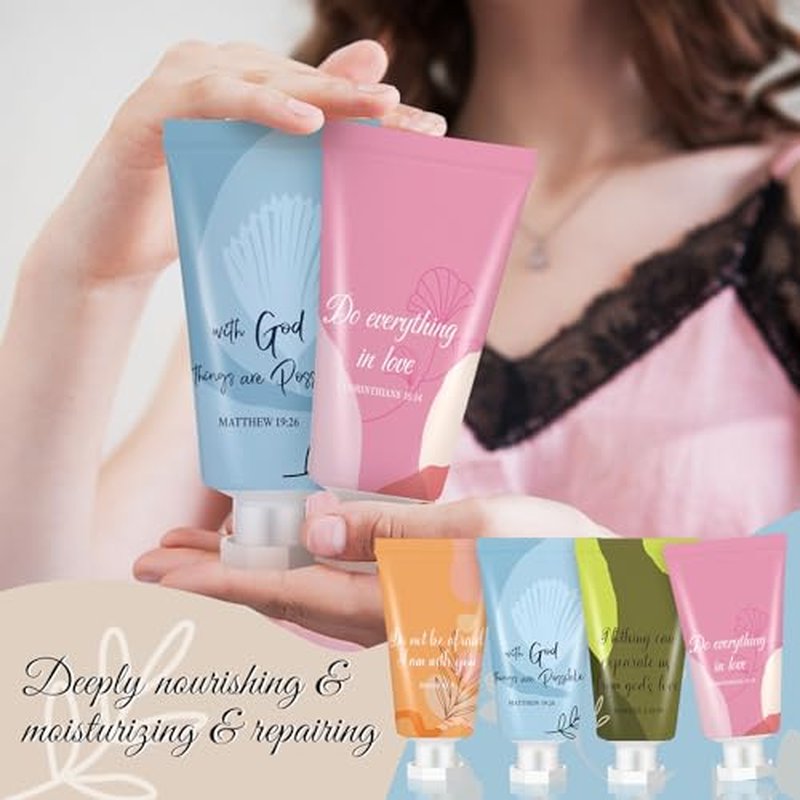 48 Pcs Easter Christian Hand Lotion Bulk Gifts for Women Bible Verse Mini Travel Hand Cream Religious Mother's Day Gift for Church Members Prayers Teachers Coworkers Homeless