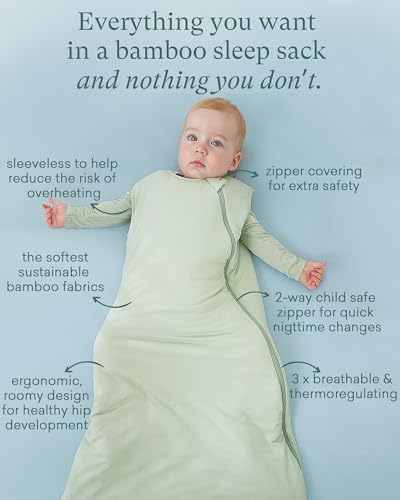 PurComfy Bamboo Viscose Sleep Sack for Babies 1.0 TOG - Slate & Sage, 6-15 Months