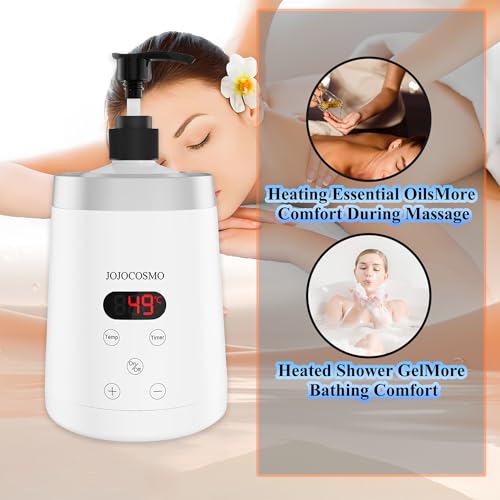Massage Oil Warmer, Massage Oil Heater with Two Oil Bottle dispensers, Body Liquid Warmer from 30 to 65 ¡ÆC, Lotion Bottle Warmer Shampoo Heater for Salon (White)