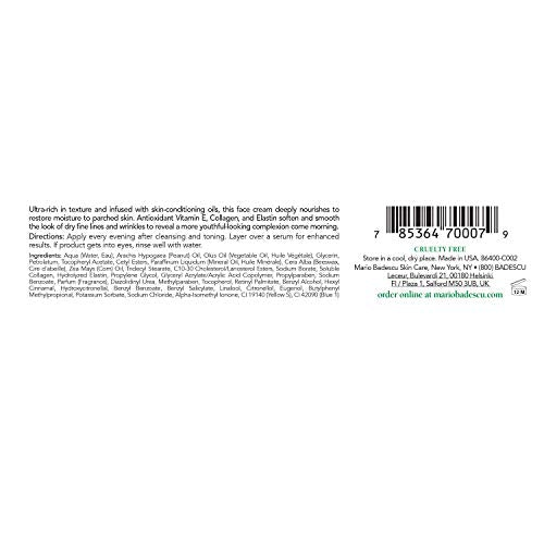 Mario Badescu Elasto Collagen Night Cream - Hydrating Anti-Aging Face Moisturizer for Sensitive Skin