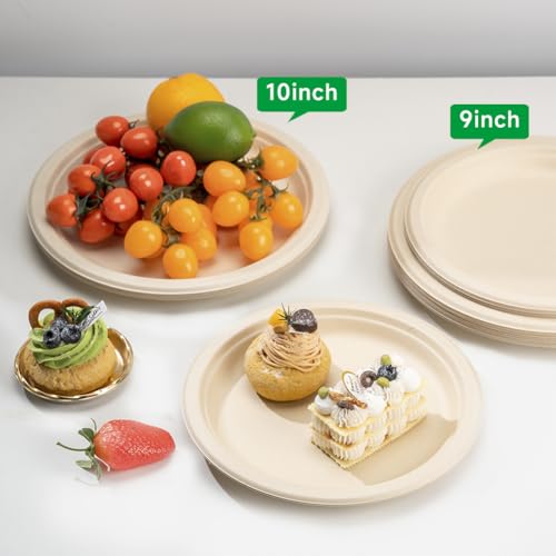 RACETOP 10 Inch Compostable Paper Plates - Brown, 500 Pack