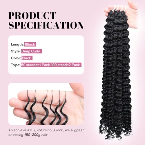 Black 18 Inch 100 Strands Miracle Feather Crochet Human Hair for Knotless Boho Style