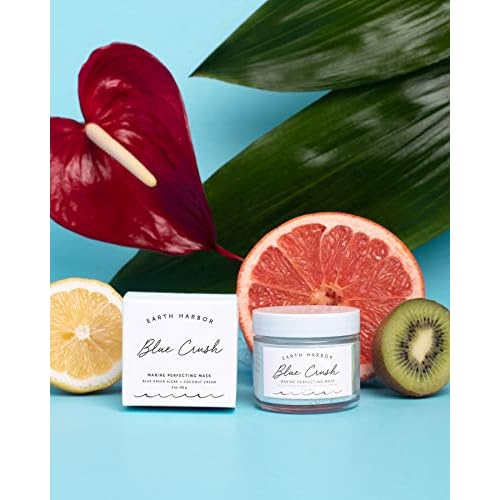 Earth Harbor | BLUE CRUSH Marine Perfecting Mask | Natural & Nontoxic | Organic Blue Green Algae, Coconut Cream & Indigo | Exfoliates & Nourishes | 2 oz