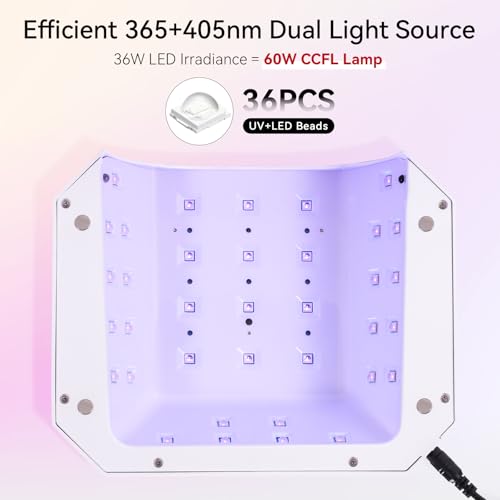 Makartt UV Nail Lamp: LED Light for Gel Polish 36W Nails Curing Dryer with 4 Timer Setting Display Auto Sensor, Professional Flash Cure Lamp for Salon & Home