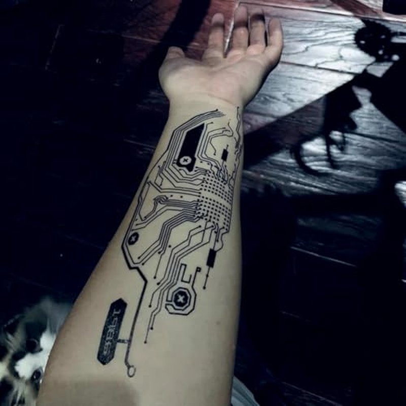 4 Sheets Waterproof Temporary Tattoos Stickers Cyber Punk Artificial Intelligence Mechanical Finger Steampunk Cool Futuristic Cyberpunk Style