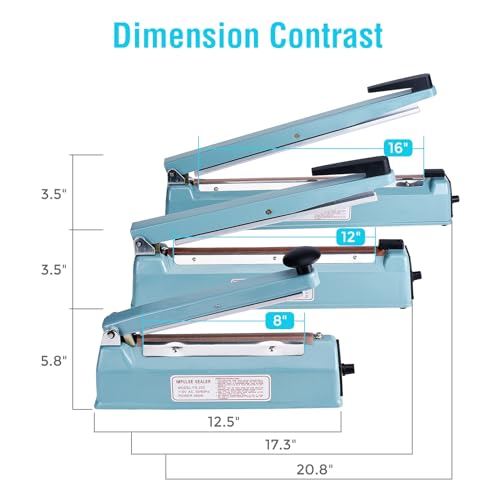 Blue 16-Inch METRONIC Impulse Sealer Manual Heat Plastic Bag Sealing Machine