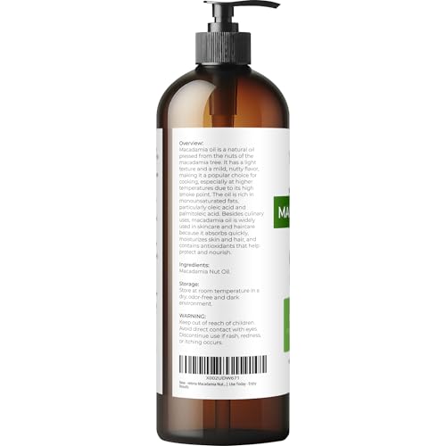 velona Macadamia Nut Oil 16 Fl Oz | 100% Pure and Natural Carrier Oil | Refined | Cooking, Skin, Hair, Body & Face Moisturizing | Use Today - Enjoy Results