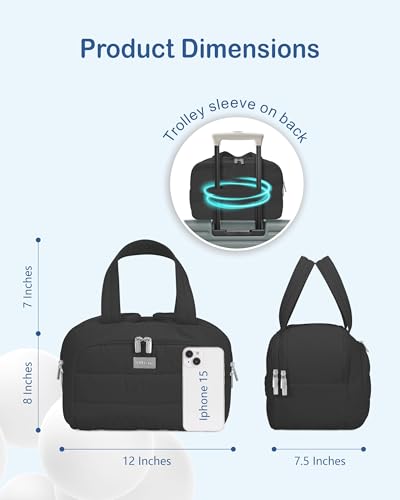 Black Travel Toiletry Bag with Puffer Makeup Organizer & Compartments